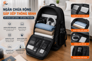 Ngăn chưa siêu rộng của Balo du lịch siêu nhe